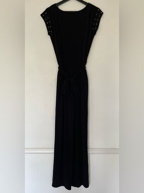 MICHAEL Michael Kors Wide Leg Belted Jumpsuit With Studded Cap Sleeves Size XS